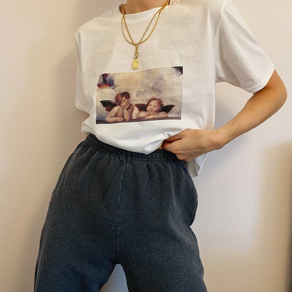Tops - Renaissance Angel Baby Cherubs Graphic Tee